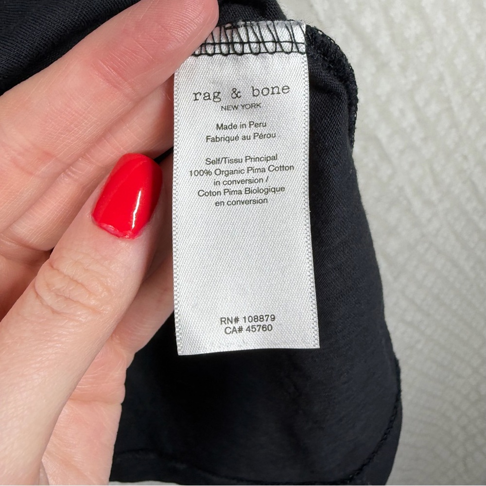 Rag & Bone Black Short Sleeve Organic Pima Cotton Tee - Picture 3 of 4